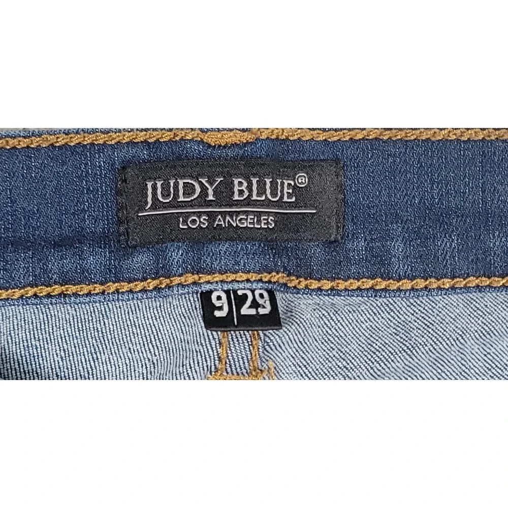 Judy Blue Straight Fit Jeans Womens Sz 9/29x31 Distressed Stretch Denim JB8277DK